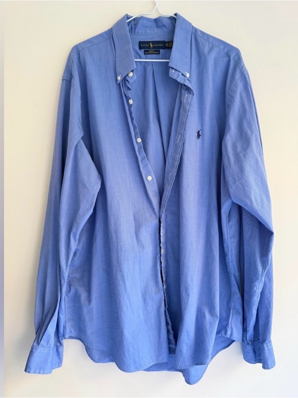 RALPH LAUREN SLIM FIT COTTON STRETCH XXL blue button down cotton shirt